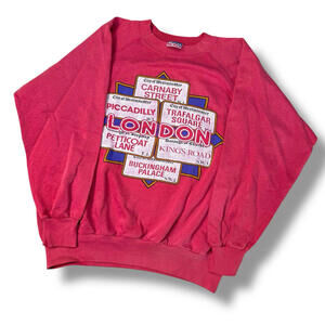 Vintage 80s/90s London Street Signs Crewneck Sweatshirt Made in Portugal Sz L